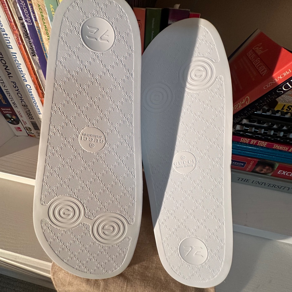 Gucci White Rubber Slide Soles With Embossed Logo